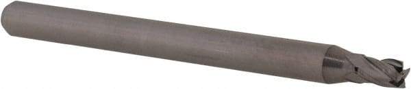 Accupro - 0.09", 0.135" LOC, 1/8" Shank Diam, 1-1/2" OAL, 4 Flute, Solid Carbide Square End Mill - Single End, Uncoated, Spiral Flute, 30° Helix, Centercutting, Right Hand Cut, Right Hand Flute, Series Miniature - Benchmark Tooling