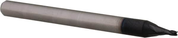 Accupro - 0.04", 0.06" LOC, 1/8" Shank Diam, 1-1/2" OAL, 4 Flute, Solid Carbide Square End Mill - Single End, AlTiN Finish, Spiral Flute, 30° Helix, Centercutting, Right Hand Cut, Right Hand Flute, Series Miniature - Benchmark Tooling