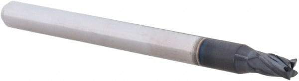 Accupro - 3/32", 0.139" LOC, 1/8" Shank Diam, 1-1/2" OAL, 4 Flute, Solid Carbide Square End Mill - Single End, AlTiN Finish, Spiral Flute, 30° Helix, Centercutting, Right Hand Cut, Right Hand Flute, Series Miniature - Benchmark Tooling