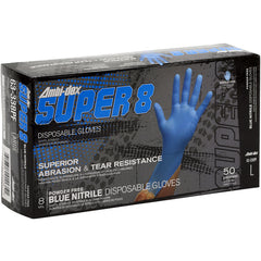 63-338PF/XL Disposable Gloves - Ambi-Dex Super 8 Disposable Nitrile 8 mil Blue - Powder Free - Text Grip - Exact Industrial Supply