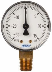 Wika - 2" Dial, 1/4 Thread, 30-0-15 Scale Range, Pressure Gauge - Lower Connection Mount, Accurate to 3-2-3% of Scale - Benchmark Tooling