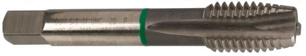 Guhring - 1/4-20 UNC, 3 Flute, Bright Finish, Cobalt Spiral Point Tap - Plug Chamfer, Right Hand Thread, 2-1/2" OAL, 0.63" Thread Length, 0.255" Shank Diam, 2B Class of Fit, Series 3913 - Exact Industrial Supply