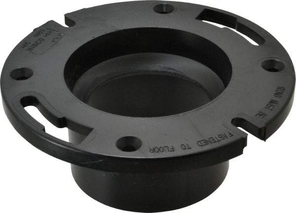 NIBCO - 3 or 4" Pipe, 5-3/8" OD, ABS Flush Closet Flange with Pipe Stop - 180° Max Working Temp, Hub or Spig End Connections - Benchmark Tooling