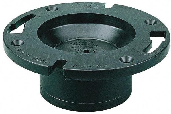 NIBCO - 4 x 3" Pipe, 5-3/8" OD, ABS Closet Flange with Knockout Test Plug - 180° Max Working Temp, Hub End Connections - Benchmark Tooling
