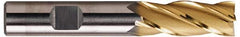 Hertel - 5/8", 2-1/2" LOC, 5/8" Shank Diam, 4-5/8" OAL, 4 Flute, Cobalt Square End Mill - Single End, TiN Finish, Spiral Flute, 30° Helix, Centercutting, Right Hand Cut, Right Hand Flute - Benchmark Tooling