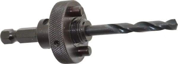 Lenox - 1-1/4 to 6" Tool Diam Compatibility, Straight Shank, Carbon Steel Integral Pilot Drill, Hole Cutting Tool Arbor - 25/64" Min Chuck, Hex Shank Cross Section, Quick-Change Attachment, For Hole Saws 6L - Benchmark Tooling