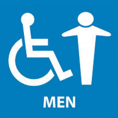 NMC - Men, 7" Wide x 7" High, Plastic Sign - English, White on Blue, Wall Mount - Benchmark Tooling