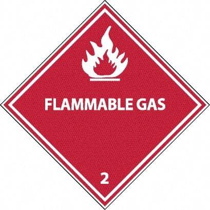 NMC - Flammable Gas DOT Shipping Label - 4" High x 4" Wide - Benchmark Tooling