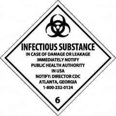 NMC - Infectious Substance - In Case of Damage or Leakage Immediately Notify Public Authority in U.S.A. - Notify: Director... DOT Shipping Label - 4" High x 4" Wide - Benchmark Tooling
