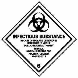 NMC - Infectious Substance - In Case of Damage or Leakage Immediately Notify Public Authority in U.S.A. - Notify: Director... DOT Shipping Label - 4" High x 4" Wide - Benchmark Tooling