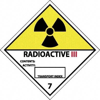 NMC - Radioactive III Contents: Activity: Transport Index DOT Shipping Label - 4" High x 4" Wide - Benchmark Tooling