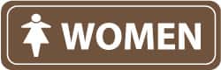 NMC - Women, 11" Wide x 3.5" High, Acrylic Sign - English, White on Brown, Wall Mount - Benchmark Tooling