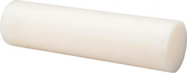 Made in USA - 1' Long, 4" Diam, Nylon 6/6 Plastic Rod - Natural (Color) - Benchmark Tooling