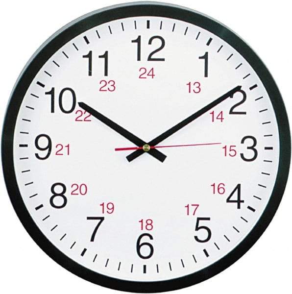 UNIVERSAL - 11-1/2 Inch Diameter, White Face, Dial Wall Clock - Analog Display, Black Case, Runs on AA Battery - Benchmark Tooling