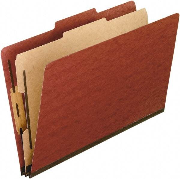 Pendaflex - 8-1/2 x 14", Legal, Red, Classification Folders with Top Tab Fastener - 11 Point Stock, 2/5 Tab Cut Location - Benchmark Tooling