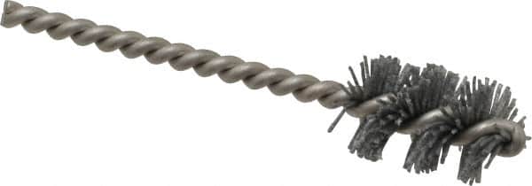 Made in USA - 5/8" Diam Helical Nylon Tube Brush - 0.022" Filament Diam, 1" Brush Length, 3-1/2" OAL, 0.162" Diam Stainless Steel Shank - Benchmark Tooling