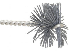 Made in USA - 2" Diam Helical Nylon Tube Brush - 0.04" Filament Diam, 1" Brush Length, 3-1/2" OAL, 1/4" Diam Stainless Steel Shank - Benchmark Tooling