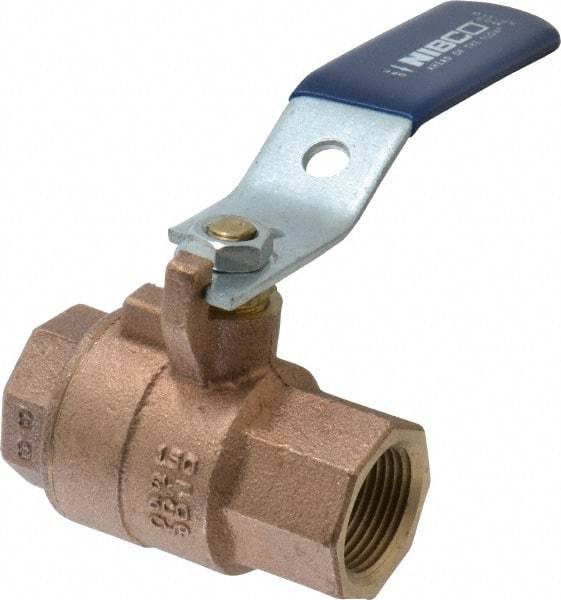NIBCO - 3/4" Pipe, Full Port, Bronze Standard Ball Valve - 2 Piece, Inline - One Way Flow, FNPT x FNPT Ends, Lever Handle, 600 WOG, 150 WSP - Benchmark Tooling