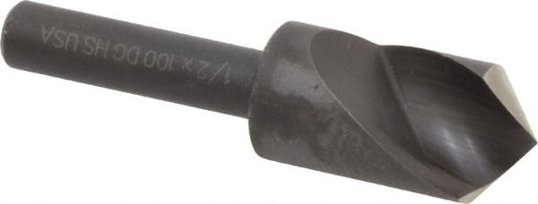 Cleveland - 1/2" Head Diam, 1/4" Shank Diam, 1 Flute 100° High Speed Steel Countersink - Benchmark Tooling