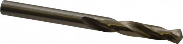 Cleveland - #11 135° Spiral Flute Cobalt Screw Machine Drill Bit - Oxide/Gold Finish, Right Hand Cut, 1-3/16" Flute Length, 2-1/4" OAL, Split Point, Straight Shank - Benchmark Tooling