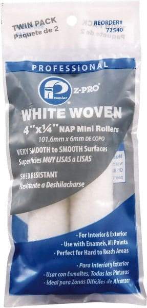 Premier Paint Roller - 1/4" Nap, 4" Wide Paint Mini Roller Covers - Smooth Texture, Woven - Benchmark Tooling