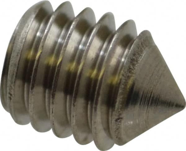 Value Collection - #10-32 UNF, 1/4" OAL, Cone Point Set Screw - Grade Austenitic A2 Stainless Steel, 3/32" Key - Benchmark Tooling