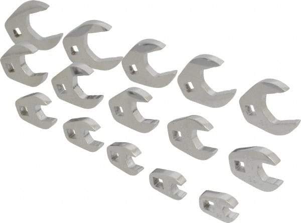 Proto - 15 Piece 3/8" Drive Open End Crowfoot Wrench Set - 3/8 to 1-1/4", with Clip Rail - Benchmark Tooling