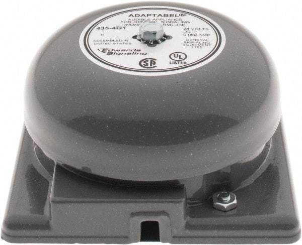 Edwards Signaling - 4" Diam, 24 VDC Bell - 0.062 Amps, 90 Decibles at 10', Vibrating, Waterproof - Benchmark Tooling