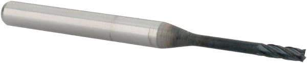 Accupro - 0.06", 0.18" LOC, 1/8" Shank Diam, 1-1/2" OAL, 4 Flute, Solid Carbide Square End Mill - Single End, AlTiN Finish, Spiral Flute, 30° Helix, Centercutting, Series Miniature - Benchmark Tooling
