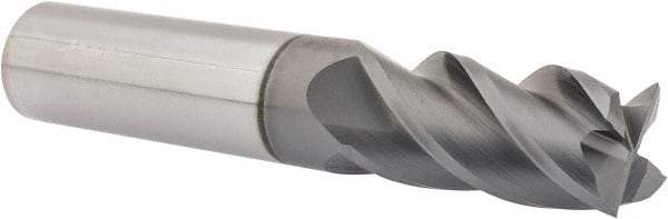 Accupro - 5/8", 1-1/4" LOC, 5/8" Shank Diam, 3-1/2" OAL, 4 Flute, Solid Carbide Square End Mill - Single End, nACRo Finish, Spiral Flute, 40° Helix, Centercutting, Right Hand Cut, Right Hand Flute - Benchmark Tooling