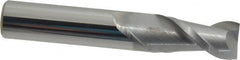 Accupro - 1/2", 1" LOC, 1/2" Shank Diam, 3" OAL, 2 Flute, Solid Carbide Square End Mill - Single End, nACRo Finish, Spiral Flute, 40° Helix, Centercutting, Right Hand Cut, Right Hand Flute - Benchmark Tooling