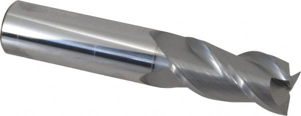 Accupro - 3/4", 1-1/2" LOC, 3/4" Shank Diam, 4" OAL, 3 Flute, Solid Carbide Square End Mill - Single End, nACRo Finish, Spiral Flute, 40° Helix, Centercutting, Right Hand Cut, Right Hand Flute - Benchmark Tooling