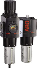 ARO/Ingersoll-Rand - 1" NPT Port Heavy Duty 2 Piece Filter/Regulator-Lubricator FRL Unit - Metal Bowl, 208 SCFM, 250 Max psi, 13.8" High x 7.323" Long, Manual Drain - Benchmark Tooling