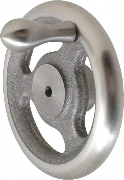 Made in USA - 5", Straight Handwheel - 1-1/2" Hub, Cast Iron, Plain Finish - Benchmark Tooling