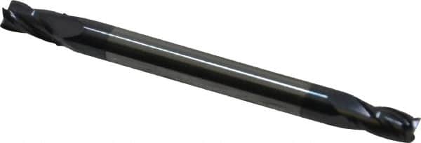 Accupro - 7/64", 3/16" LOC, 1/8" Shank Diam, 1-1/2" OAL, 4 Flute, Solid Carbide Square End Mill - Double End, AlTiN Finish, Spiral Flute, 30° Helix, Centercutting, Right Hand Cut, Right Hand Flute - Benchmark Tooling