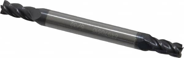 Accupro - 5/32", 5/16" LOC, 3/16" Shank Diam, 2" OAL, 4 Flute, Solid Carbide Square End Mill - Double End, AlTiN Finish, Spiral Flute, 40° Helix, Centercutting, Right Hand Cut, Right Hand Flute - Benchmark Tooling