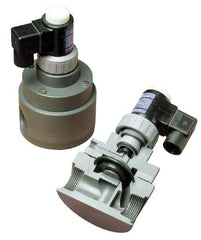 Plast-O-Matic - 1-1/2" Port, Pilot Operated, PVC Solenoid Valve - Normally Closed, Viton Seal - Benchmark Tooling