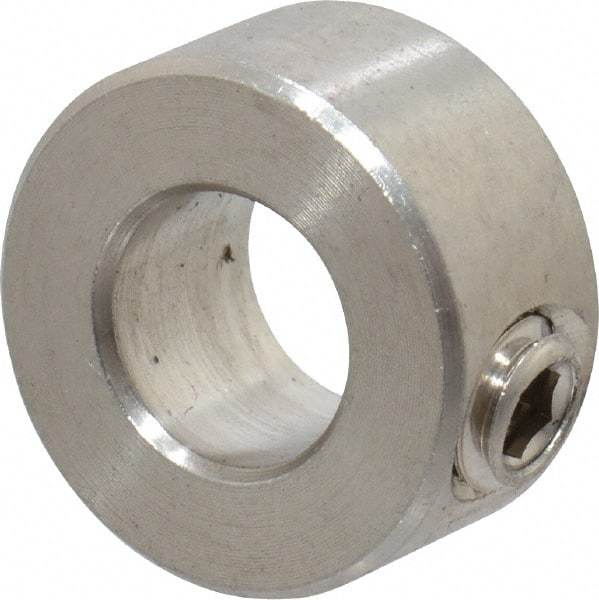 Climax Metal Products - 3/8" Bore, Stainless Steel, Set Screw Solid Set Screw Collars - 3/4" Outside Diam, 3/8" Wide - Benchmark Tooling