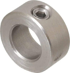 Climax Metal Products - 5/8" Bore, Stainless Steel, Set Screw Solid Set Screw Collars - 1-1/8" Outside Diam, 1/2" Wide - Benchmark Tooling