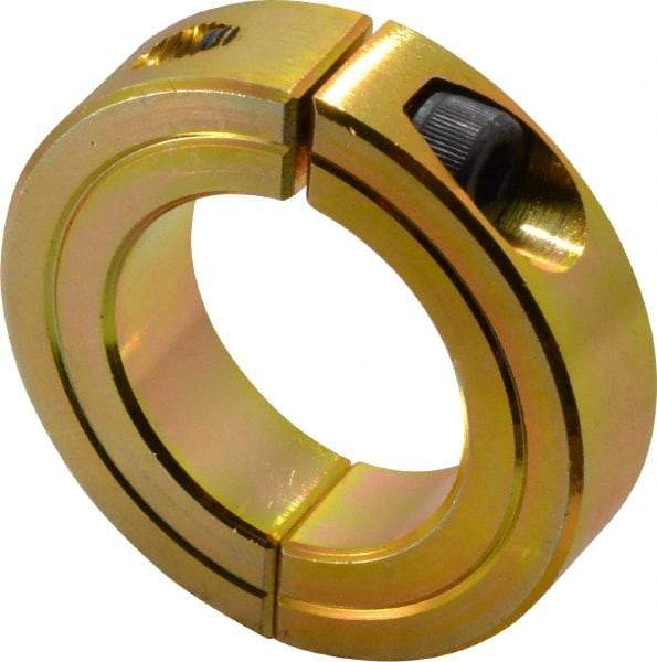 Climax Metal Products - 1-1/4" Bore, Steel, Two Piece Clamping Shaft Collar - 2-1/16" Outside Diam, 1/2" Wide - Benchmark Tooling