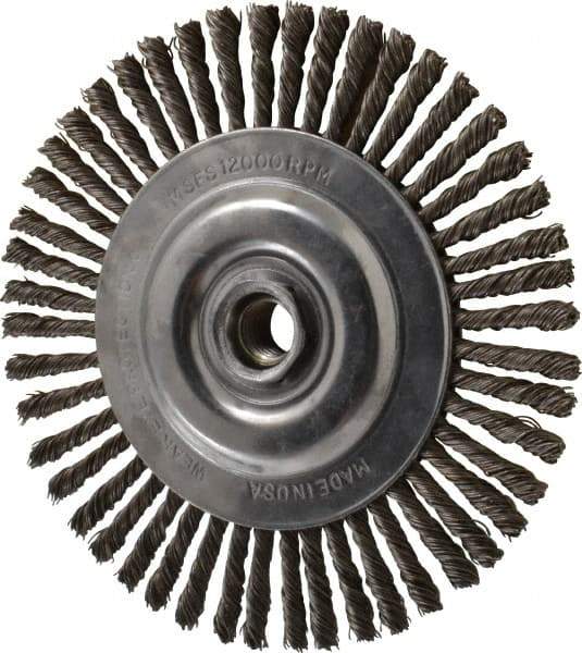 DeWALT - 6" OD, 5/8-11 Arbor Hole, Knotted Steel Wheel Brush - 0.02" Filament Diam, 12,500 RPM - Benchmark Tooling