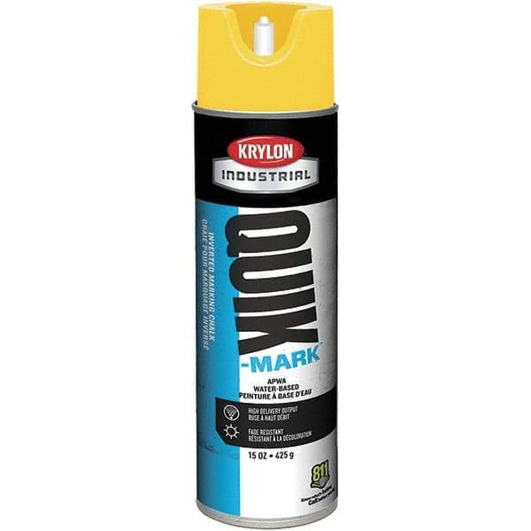 Krylon - 20 fl oz Yellow Marking Paint - 600' Coverage at 1" Wide, Water-Based Formula - Benchmark Tooling