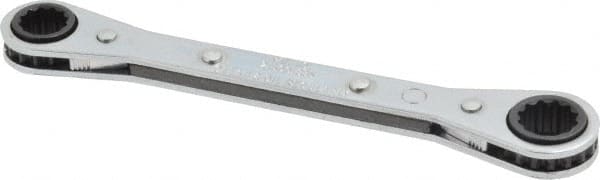 Proto - 3/8" x 7/16" 12 Point Reversible Ratcheting Box Wrench - Double End, 1-5/8" Head Diam x 1/2" Head Thickness, 5-1/2" OAL, Steel, Chrome Finish - Benchmark Tooling