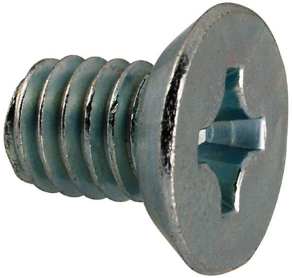 Value Collection - 5/16-18 UNC, 1/2" OAL Phillips Drive Machine Screw - Flat Undercut Head, Grade J82 Steel, Zinc-Plated Finish, Without Washer - Benchmark Tooling