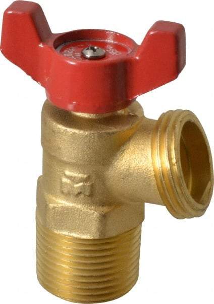 B&K Mueller - 1/2" Pipe, Brass, FNPT, MNPT x GHT End Connection, Boiler Drain Valve - 125 psi WOG Rating, Wing Tee Handle - Benchmark Tooling