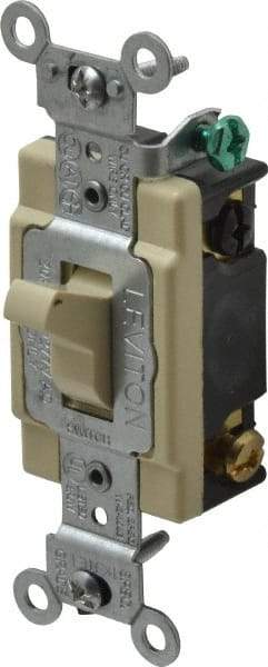 Leviton - 4 Pole, 120 to 277 VAC, 20 Amp, Commercial Grade, Toggle, Wall and Dimmer Light Switch - 1.31 Inch Wide x 4.06 Inch High - Benchmark Tooling