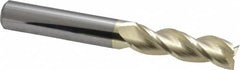 Accupro - 3/8", 1-1/4" LOC, 3/8" Shank Diam, 3" OAL, 3 Flute, Solid Carbide Square End Mill - Single End, ZrN Finish, Spiral Flute, 37° Helix, Centercutting, Right Hand Cut, Right Hand Flute - Benchmark Tooling