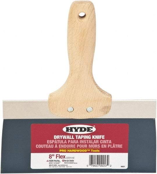 Hyde Tools - 8" Wide Flexible Blade Steel Joint Knife - Flexible, Hardwood Handle - Benchmark Tooling