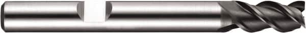 DORMER - 3 Flute Powdered Metal Roughing & Finishing Square End Mill - AlCrN Finish, Weldon Shank, 45° Helix, Centercutting, Regular Length - Benchmark Tooling