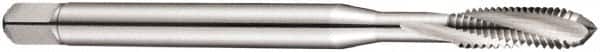 DORMER - M2x0.40 Metric Coarse 3 Flute 6H Bottoming Spiral Flute Tap - Cobalt, Bright Finish, 45mm OAL, Right Hand Flute, Right Hand Thread, Series E207 - Exact Industrial Supply